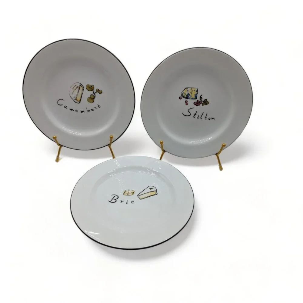 Pottery Barn Cheese Appetizer Salad Cocktail Plates set of 3  charcuterie